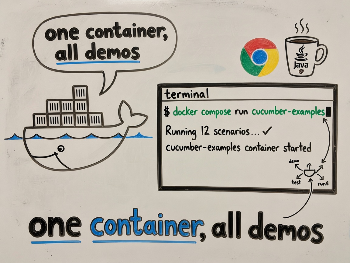 Docker compose runs all example modules in one container